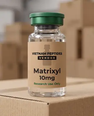 Matrixyl 10mg vial with a Vietnam Peptides Vendor label