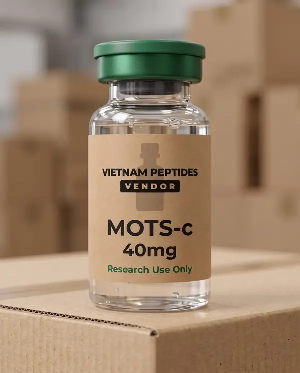 MOTS-c 40mg vial with a Vietnam Peptides Vendor label